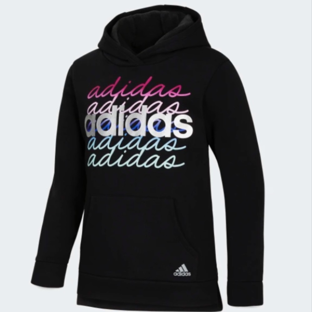 NWT Adidas Fleece Cotton Hooded Pullover/Melange Fleece Jogger - Black/purple